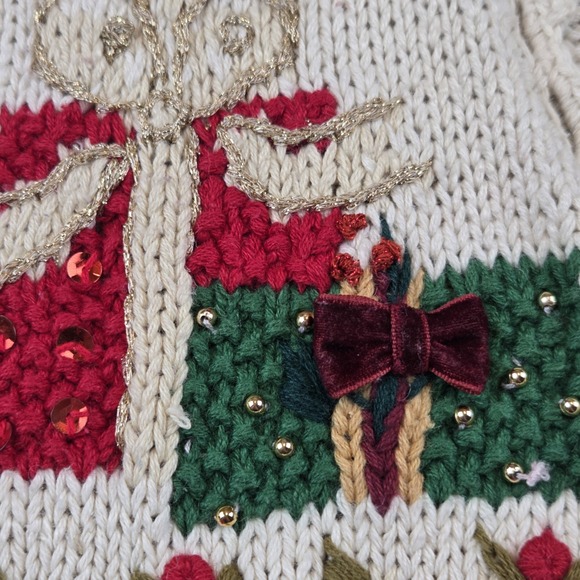 Vintage 90's Tiara International Christmas Sweater Vest Women's M Embroidered - Picture 6 of 12